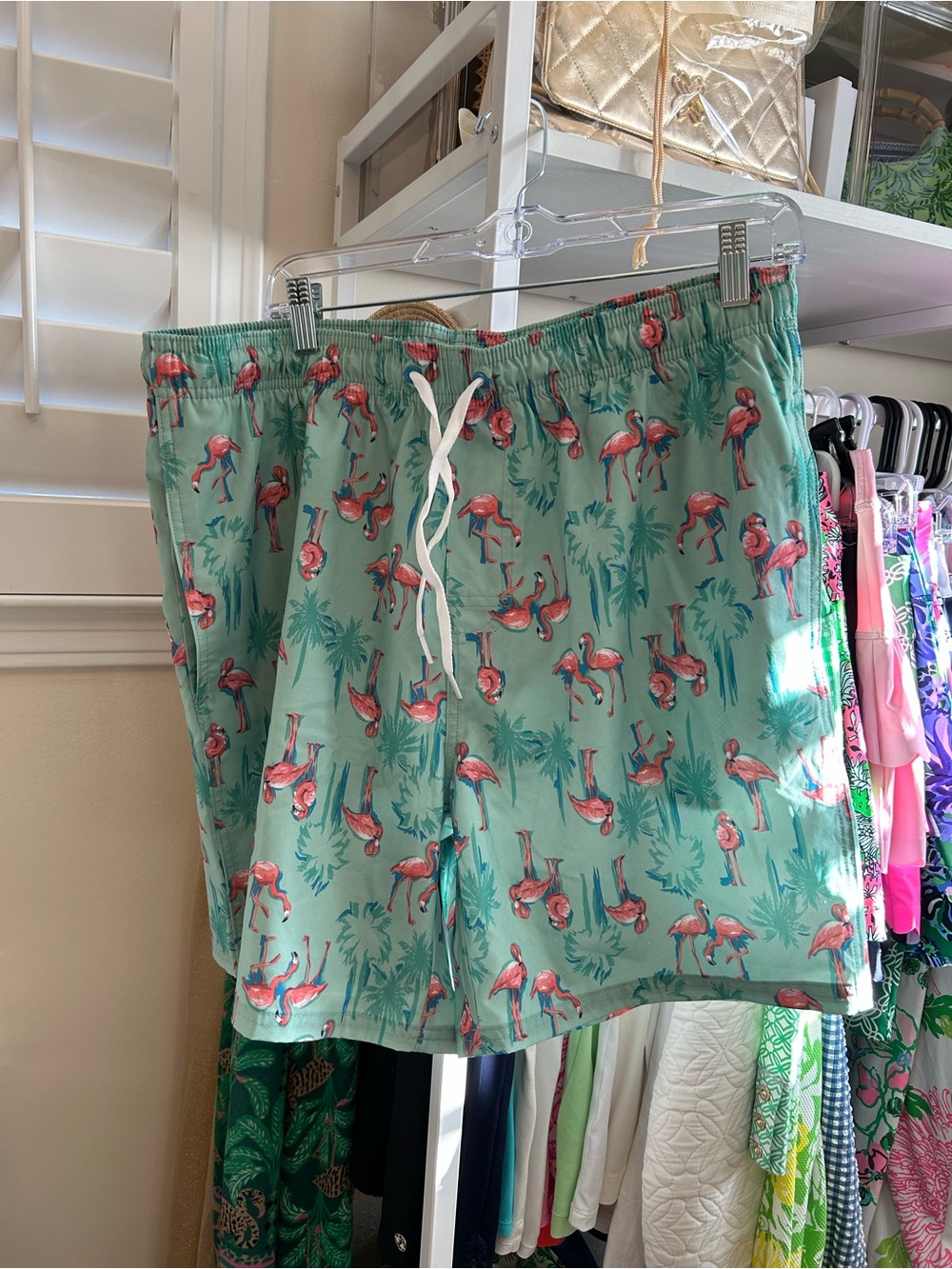 Old Navy Men's Mint Green Flamingo Print Swim Shorts